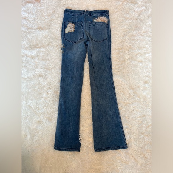 Pilcro Anthropologie high rise rose patch bootcut trouser jeans size 27 - Picture 10 of 11